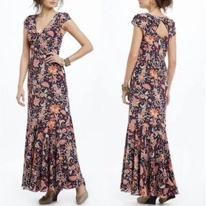 Anthropologie Leifsdottir Floral Silk Maxi Dress